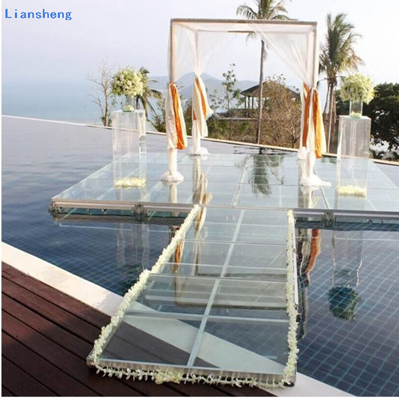 Luxury Sturdy Durable Aluminum Alloy Transparent Glass Stage Wedding Decoration Event Stage Podium