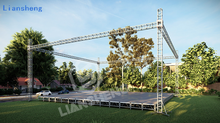 Hot Sale Outdoor Concert Lighting Truss Stand Aluminum Show Concert Stage Podium With Truss Lifting System