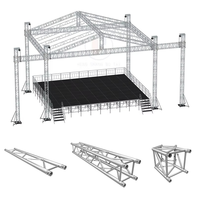 Outdoor Aluminum Mobile Stage Platform Anti slip Indoor Concert Stage Podium Triangle Roof Truss Displays and Event Stage