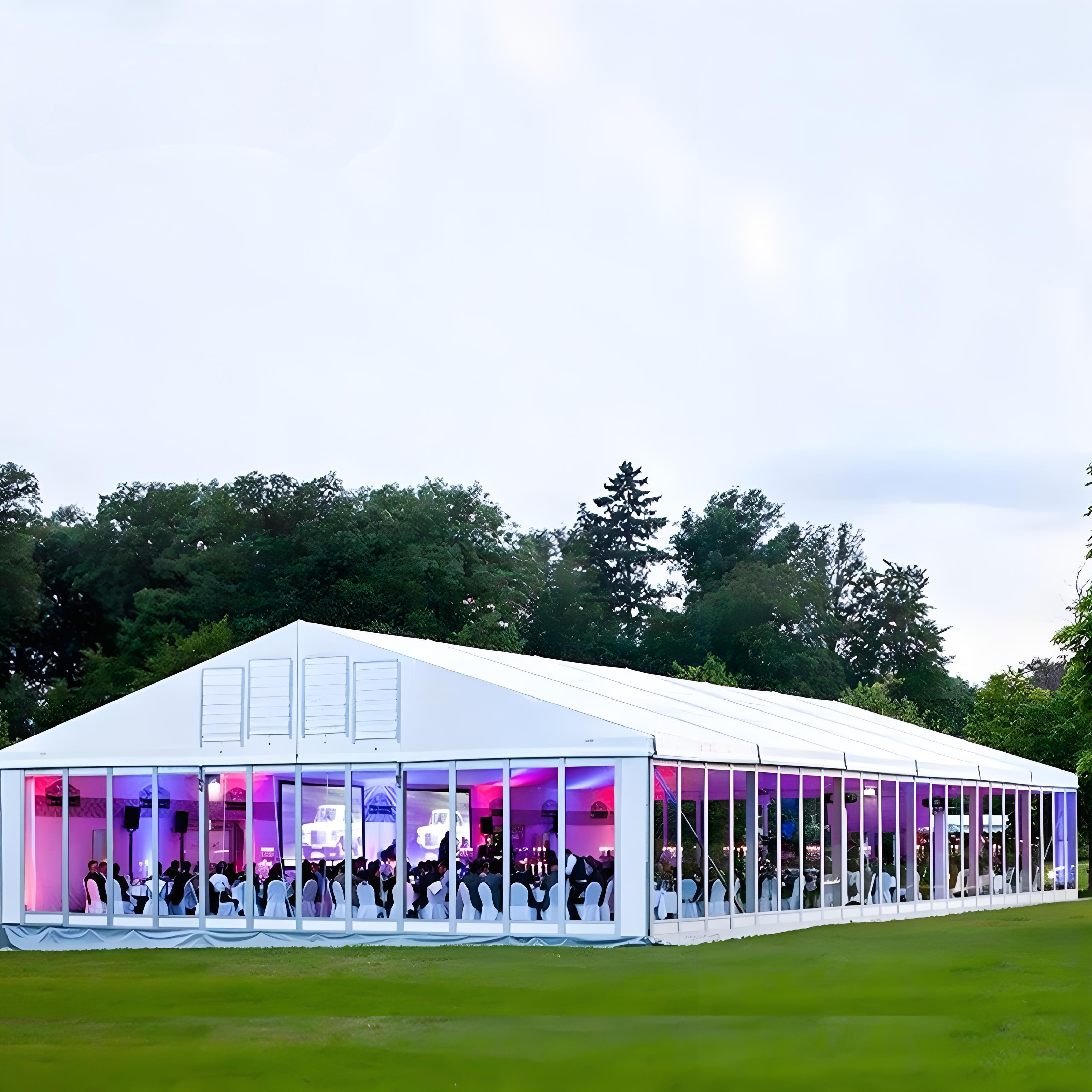 Customized Size Party Tent Easy Assemble Event Tent Long Span Aluminum Frame Wedding Tent with Roof Lining