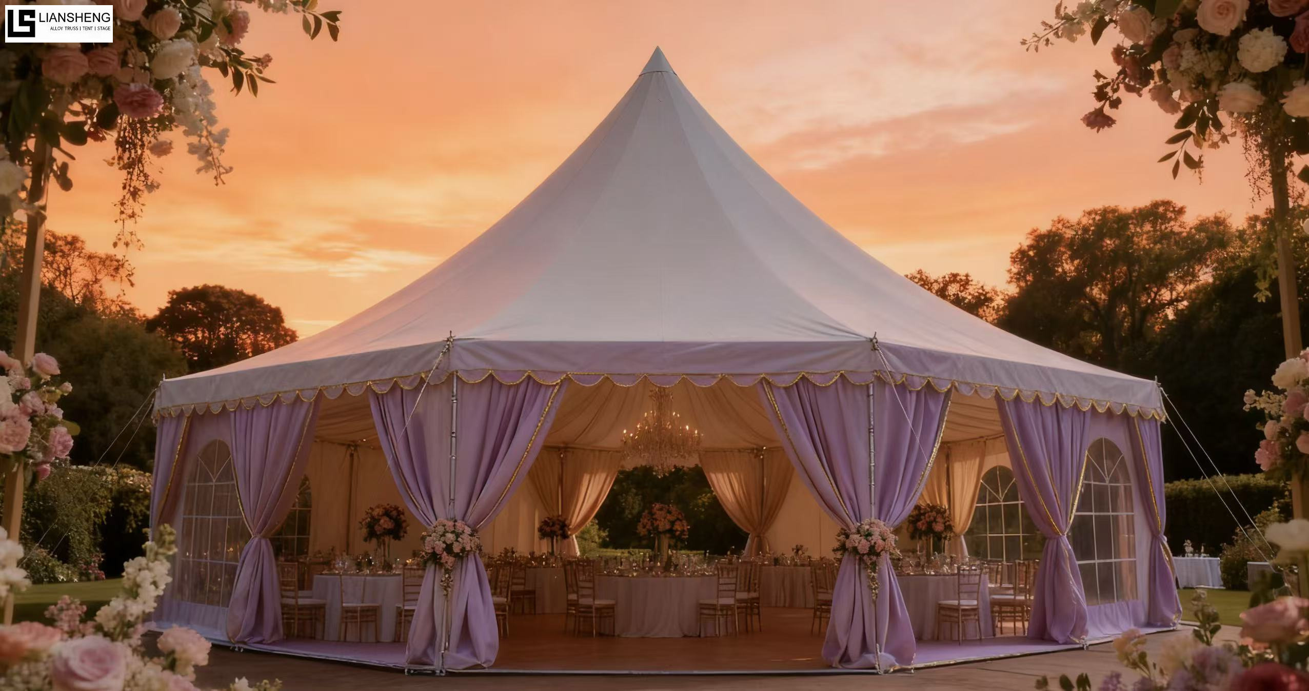New Style Outdoor Wedding Polygonal Spire Pagoda Tent with Aluminum Alloy Frame Best-Selling Sizes Customization Available
