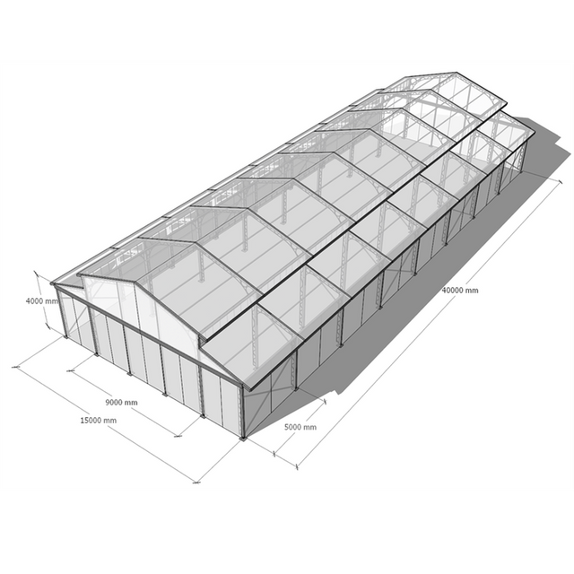 15X40m Large Wedding Marquee 300 Seaters Transparent Party Tent Black Frame Atrium Event Tents for Outdoor Events