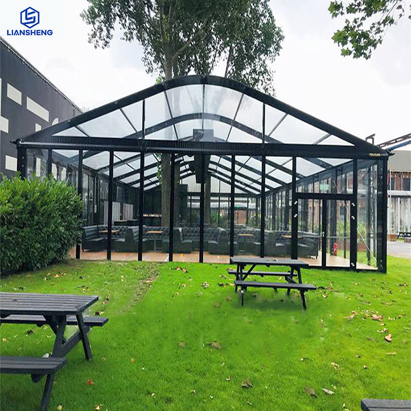 Luxury Party Wedding clear PVC Black Frame Large Tent Curved Herringbone Color Optional Aluminum Steel Frame Event Marquee Tent