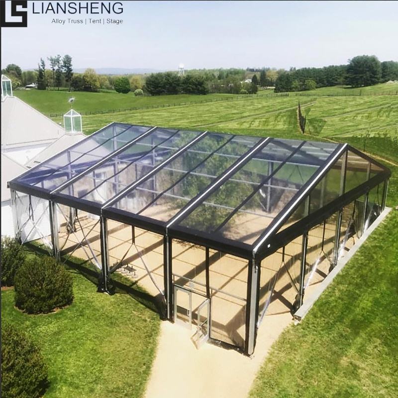 Luxury Party Wedding clear PVC Black Frame Large Tent Curved Herringbone Color Optional Aluminum Steel Frame Event Marquee Tent