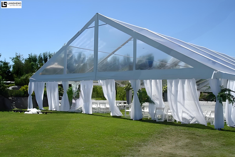 Black Frame Clear PVC Cover Aluminum Alloy Atrium Tent Wedding Party Tent for 100-500 People Outdoor Event