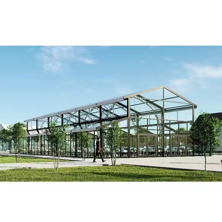 New Arrival Black Frame Wedding Tents Atrium Event Venue Structure Marquee with Glass Wall Structure Tent for Parties Events