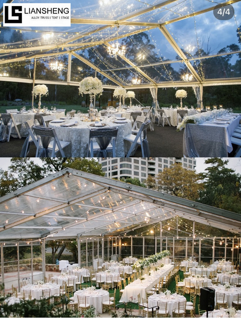 Outdoor Luxury Wedding Canopy Atrium Tent Aluminum Transparent PVC Black Frame Tents for Events, Parties, and Restaurants