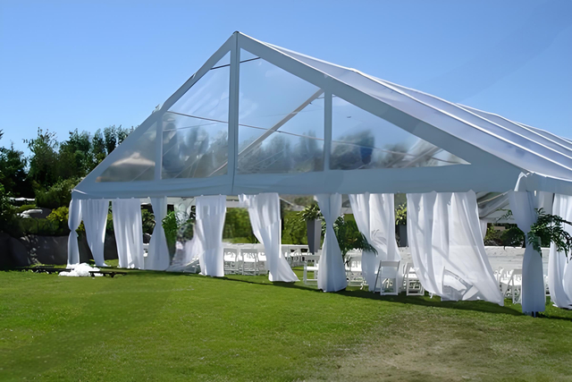 Customized Size Party Tent Easy Assemble Event Tent Long Span Aluminum Frame Wedding Tent with Roof Lining