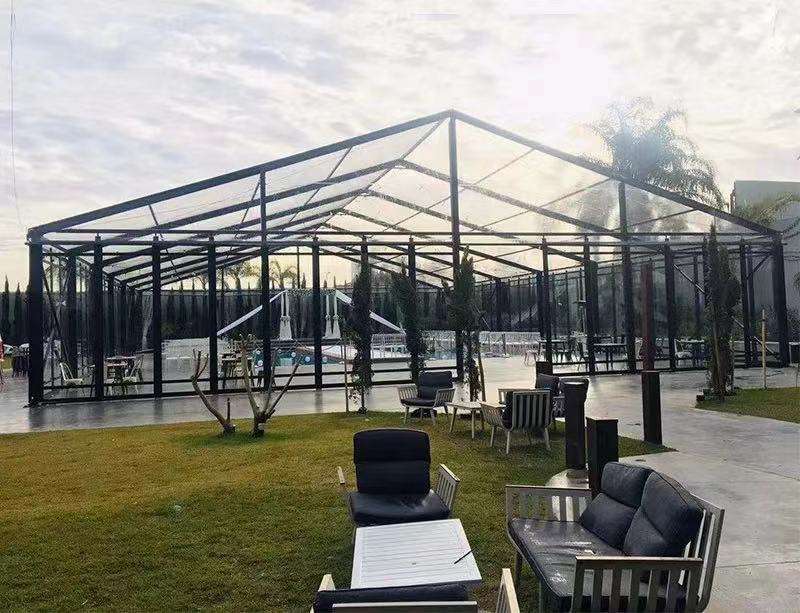 Luxury Party Wedding clear PVC Black Frame Large Tent Curved Herringbone Color Optional Aluminum Steel Frame Event Marquee Tent