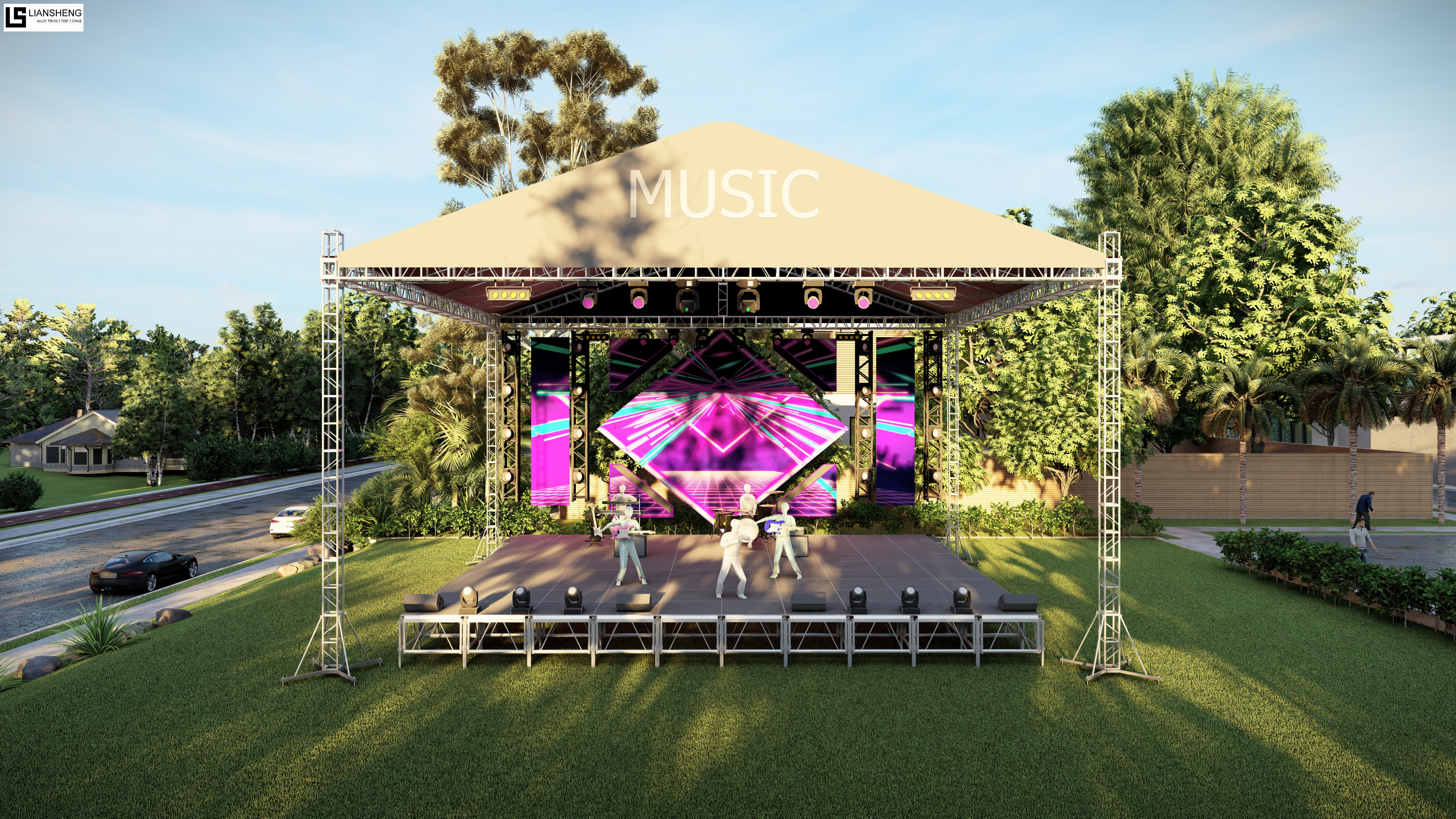 8*6*6m Flat Roof Aluminum Alloy Spigot Screw Truss Event Concert Stage