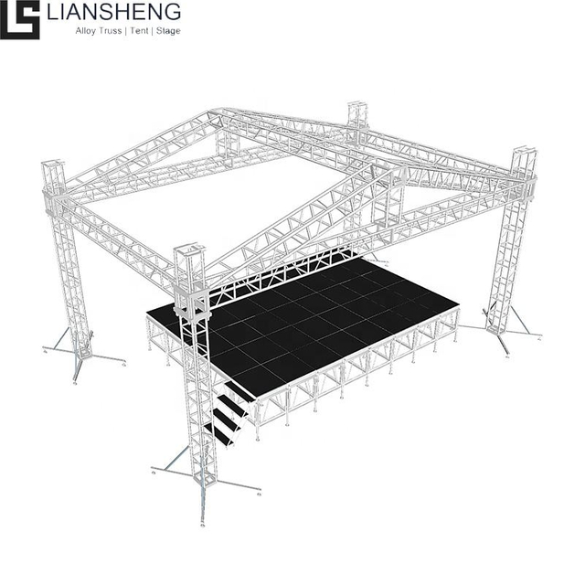 300 * 300mm Aluminum Truss Assembly Stage Truss Roof With Podium Stage