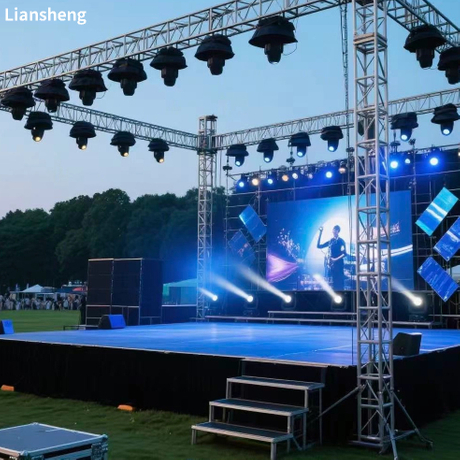 Spigot Truss, Stage and Light Show For Outdoor Concert Performance Event 