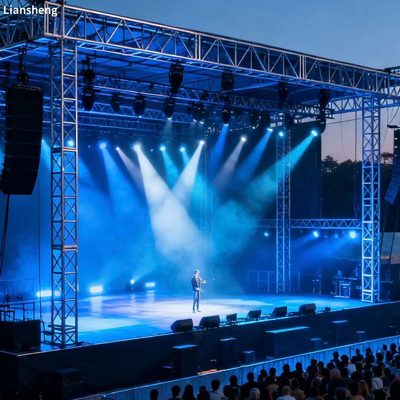 Spigot Truss, Stage and Light Show For Outdoor Concert Performance Event 