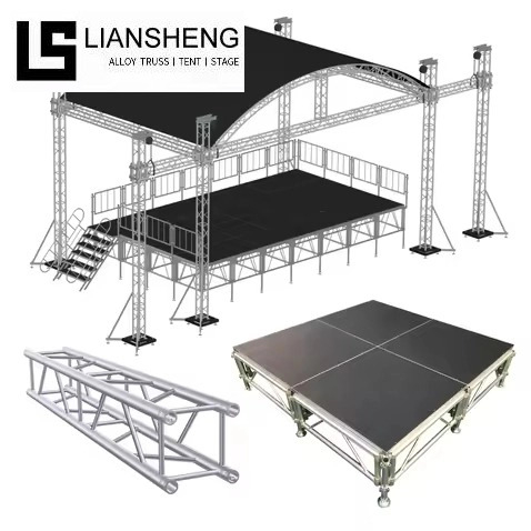 Aluminum portable Stage Platform Anti slip Concert Stage Podium Triangle Roof Truss Displays