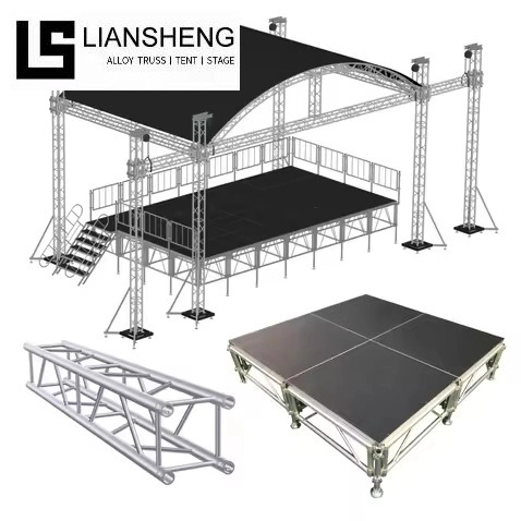 Aluminum portable Stage Platform Anti slip Concert Stage Podium Triangle Roof Truss Displays