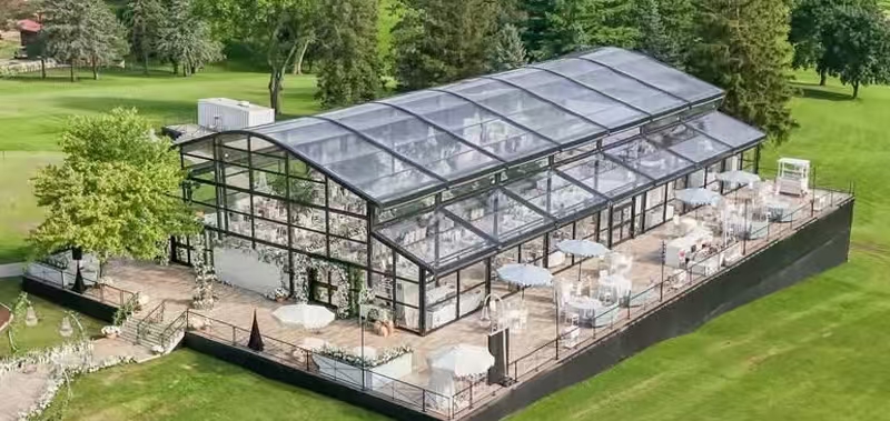Custom Modular Aluminum Atrium Tent With Tempered Glass Wall For Shopping Mall